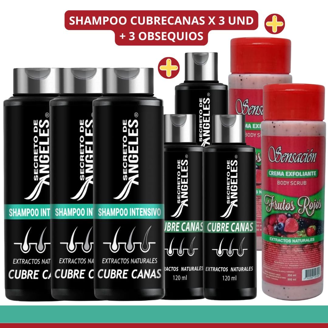 Shampoo Cubrecanas Secreto De Angeles X 3 Unidades + Obsequio