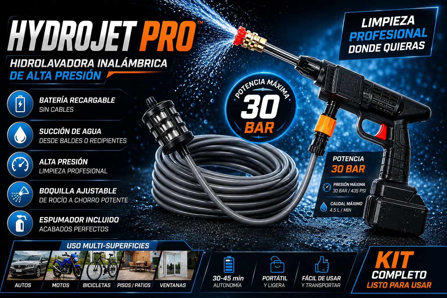 Hidrolavadora Inalambrica TurboWash Pro